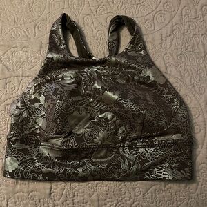 Lululemon size 8 black with blue shiny  bra/ top